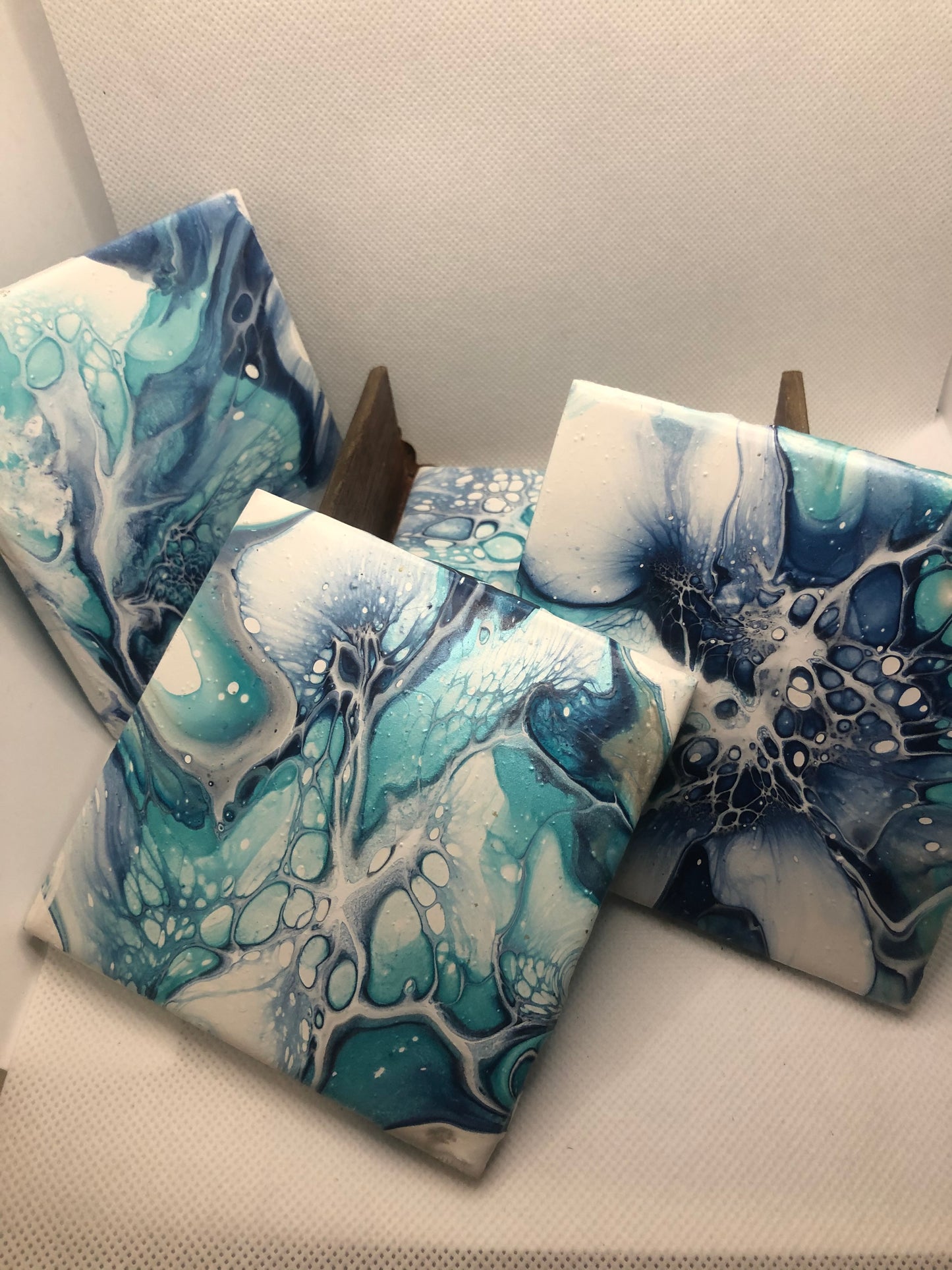 Paint Pour hand painted Coaster set with vibrant unique design