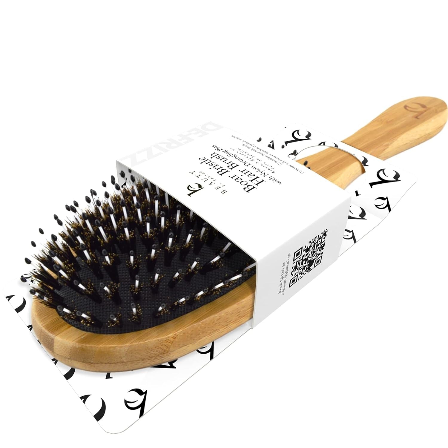 Boar Bristle Hair Brush - Hair Brushes for Women, Curly Hair Brush with Nylon Pins, Detangler Brush, Wooden Hair Brush for Men, Bamboo Brush for Curly Hair, Hairbrush for Women, Boar Bristle Brush