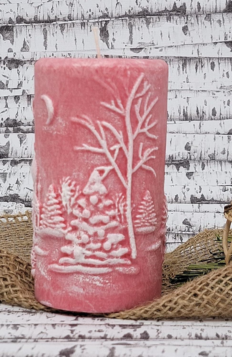 Christmas Scene Candle | Christmas Candle | Holiday Candle | Design Candle (Pink)
