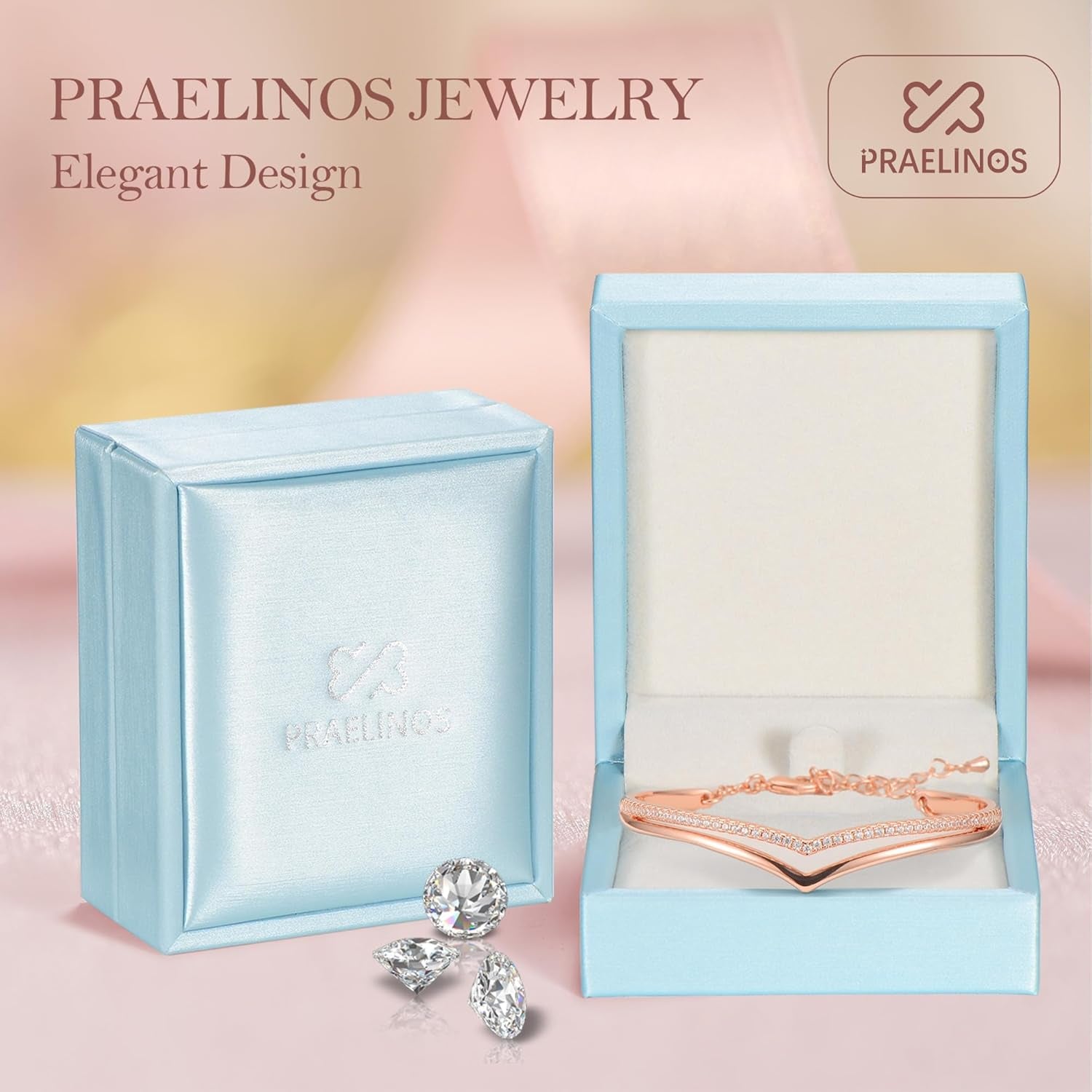 Minimalistic Bracelets for Women 18K White/Rose Gold Plated Charm Silver Tone Bracelet 5A Cubic Zirconia Jewelry Christmas Birthday Valentine Mother'S Day Gifts for Her Mom Girlfriend Wife