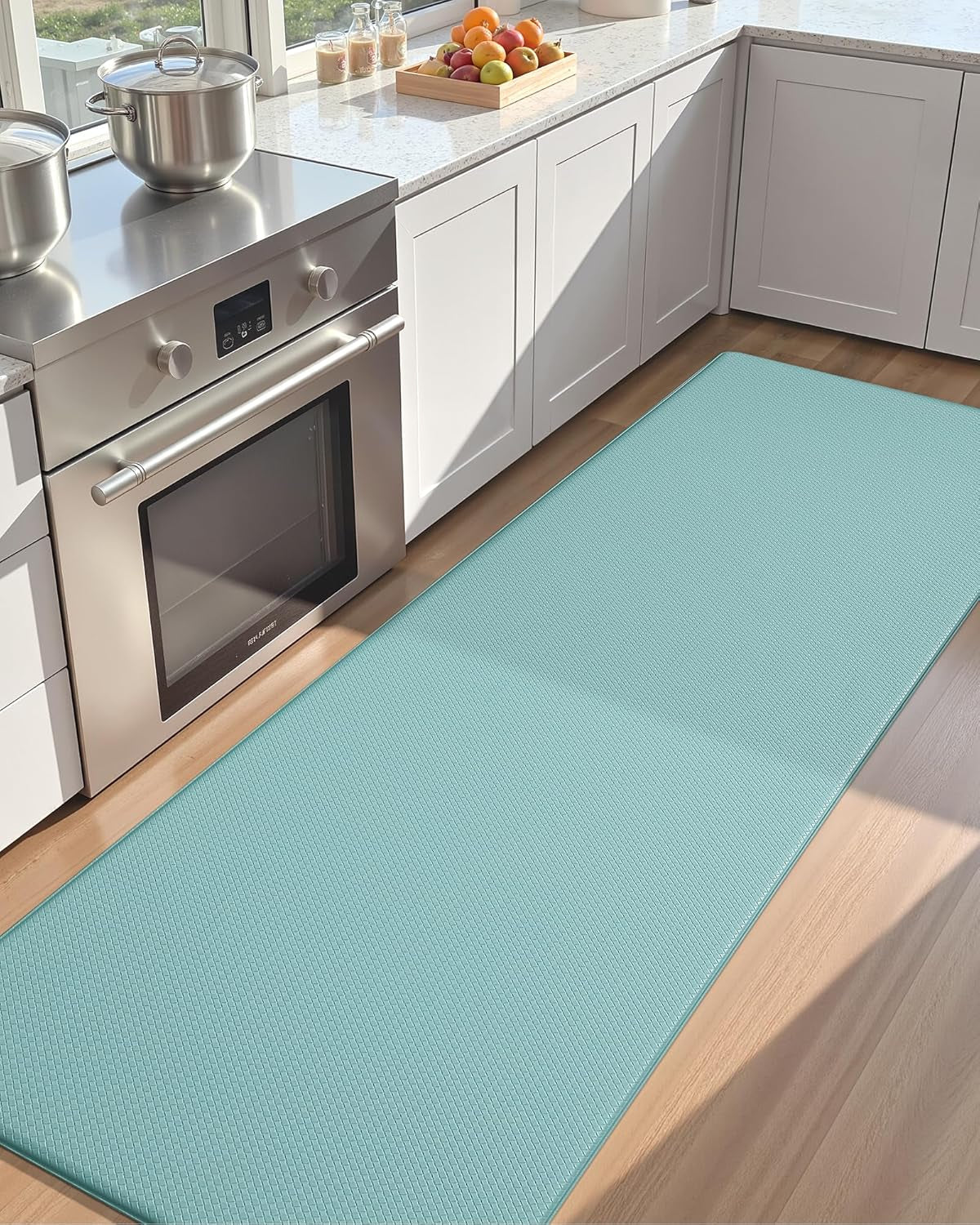 Color G Kitchen Rugs, Kitchen Runner Rug Kitchen Floor Mat, Cushioned Anti-Fatigue Kitchen Mat, Non Skid Waterproof Comfort Standing Kitchen Rugs and Mats, Memory Foam Kitchen Mat, 17"X59", Teal