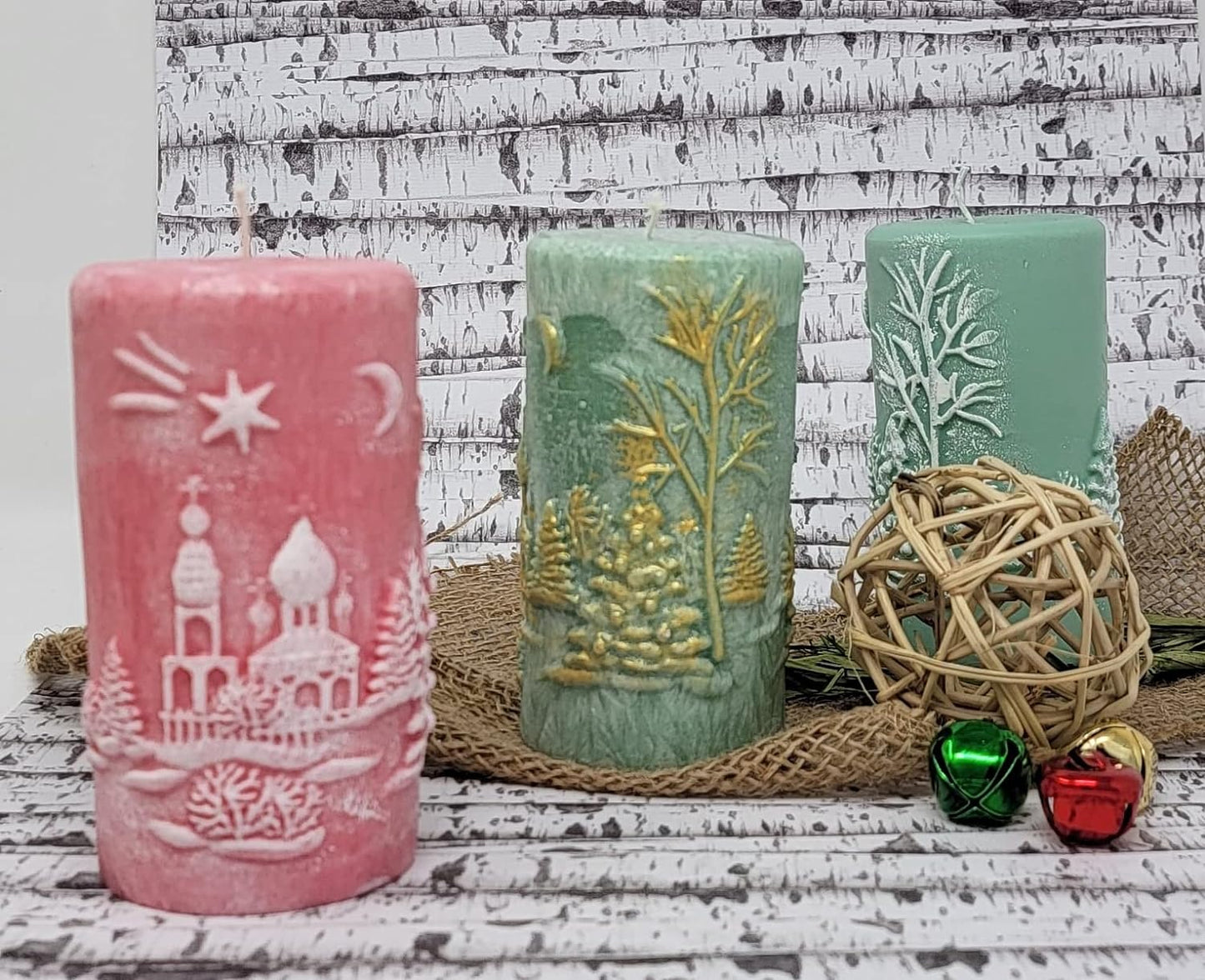 Christmas Scene Candle | Christmas Candle | Holiday Candle | Design Candle (Pink)