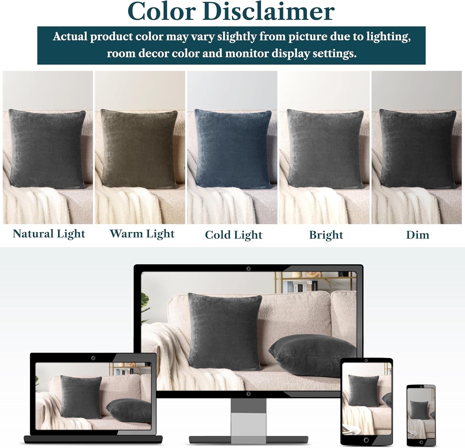 Decorative Throw Pillow Covers, Set of 2, 18X18, Solid Dark Gray | Square Pillow Case for Sofa Couch Bed Bedroom Living Room | Fleece Velvet Plush Soft Decor Accent Zipper Euro Cushion Cover