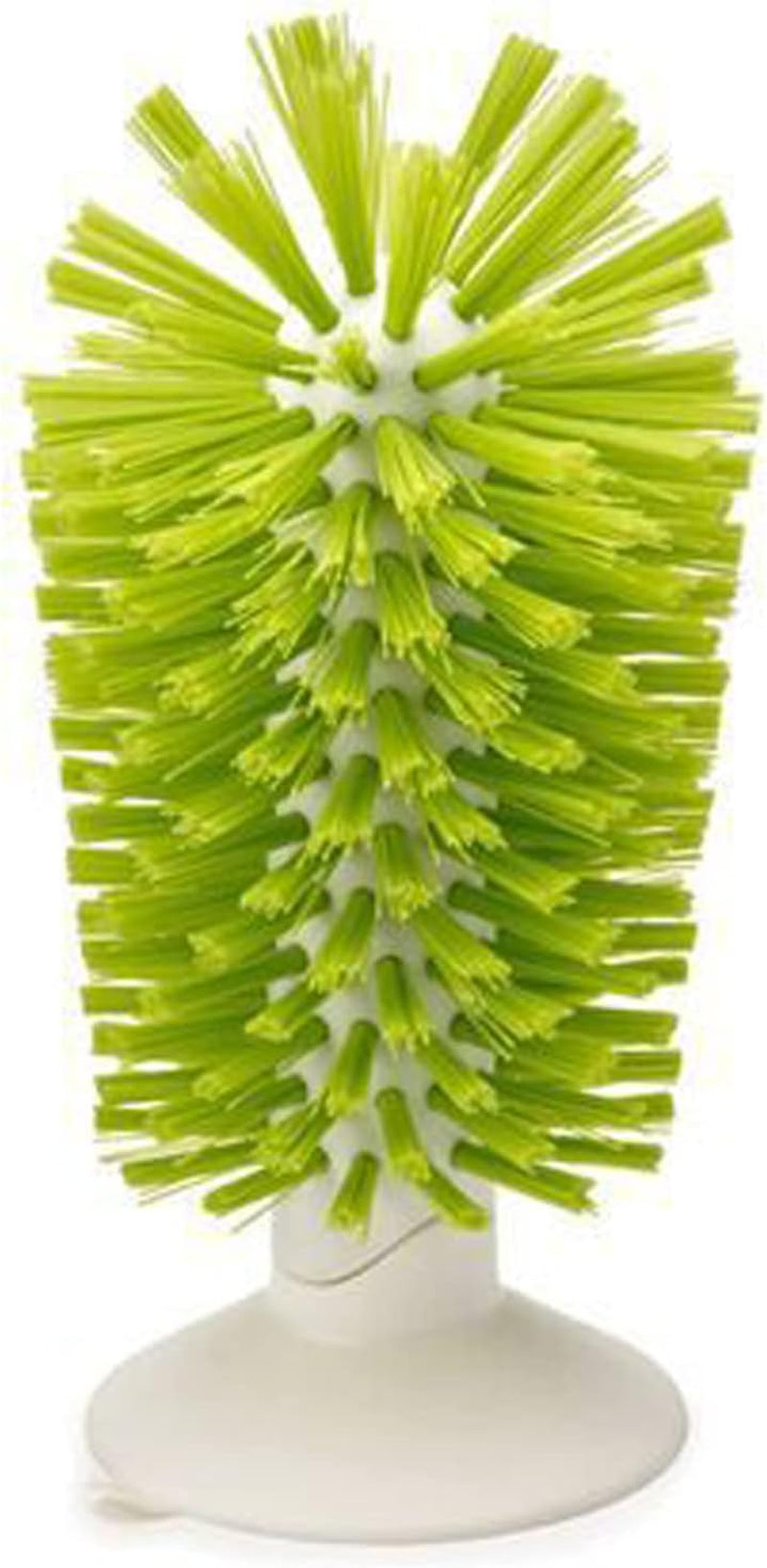 Brush-Up Glass Brush with Suction Cup Upright Stays in Sink Bristle Scrub Kitchen Bottle Cleaning Washing (Green)
