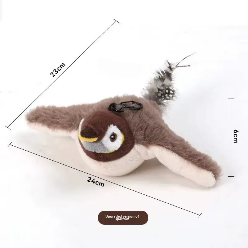 Interactive Cat Toys Rechargeable Flying Bird Cat Toy Chirping Flapping Bird(No Flying) Can Add Catnip Touch Activated Plush Toy