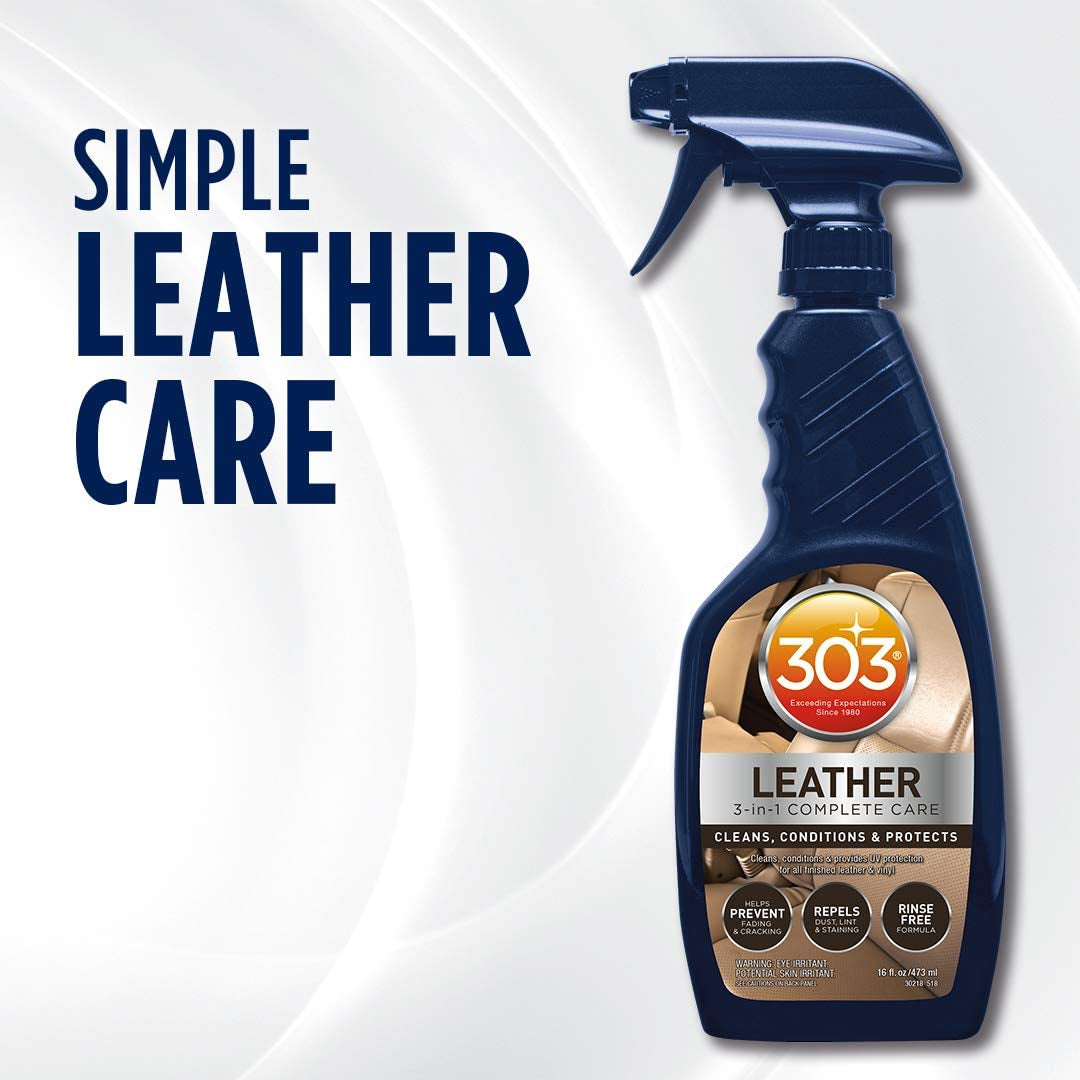 Leather 3-In-1 Complete Care - Cleans, Conditions, & Protects - Helps Prevent Fading & Cracking - Rinse Free Formula - Repels Dust, Lint, & Staining, 16 Fl. Oz. (30218CSR) Packaging May Vary
