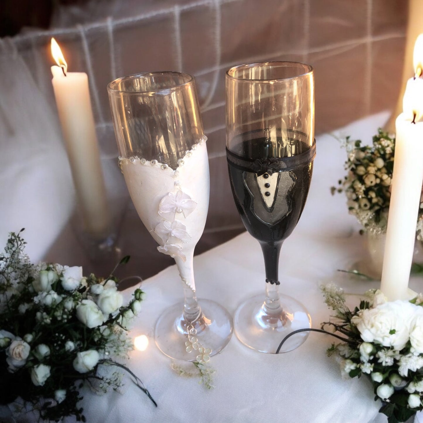 Bride/Groom Champagne Flute Set