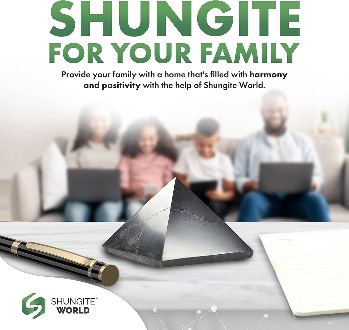 Shungite Pyramid from Real Shungite Stones Shungite Crystal Pyramid Home Protection Room Decor Office Desk Decor Authentic Crystals Black Pyramid (Polished, 1.96" / 50 Mm)