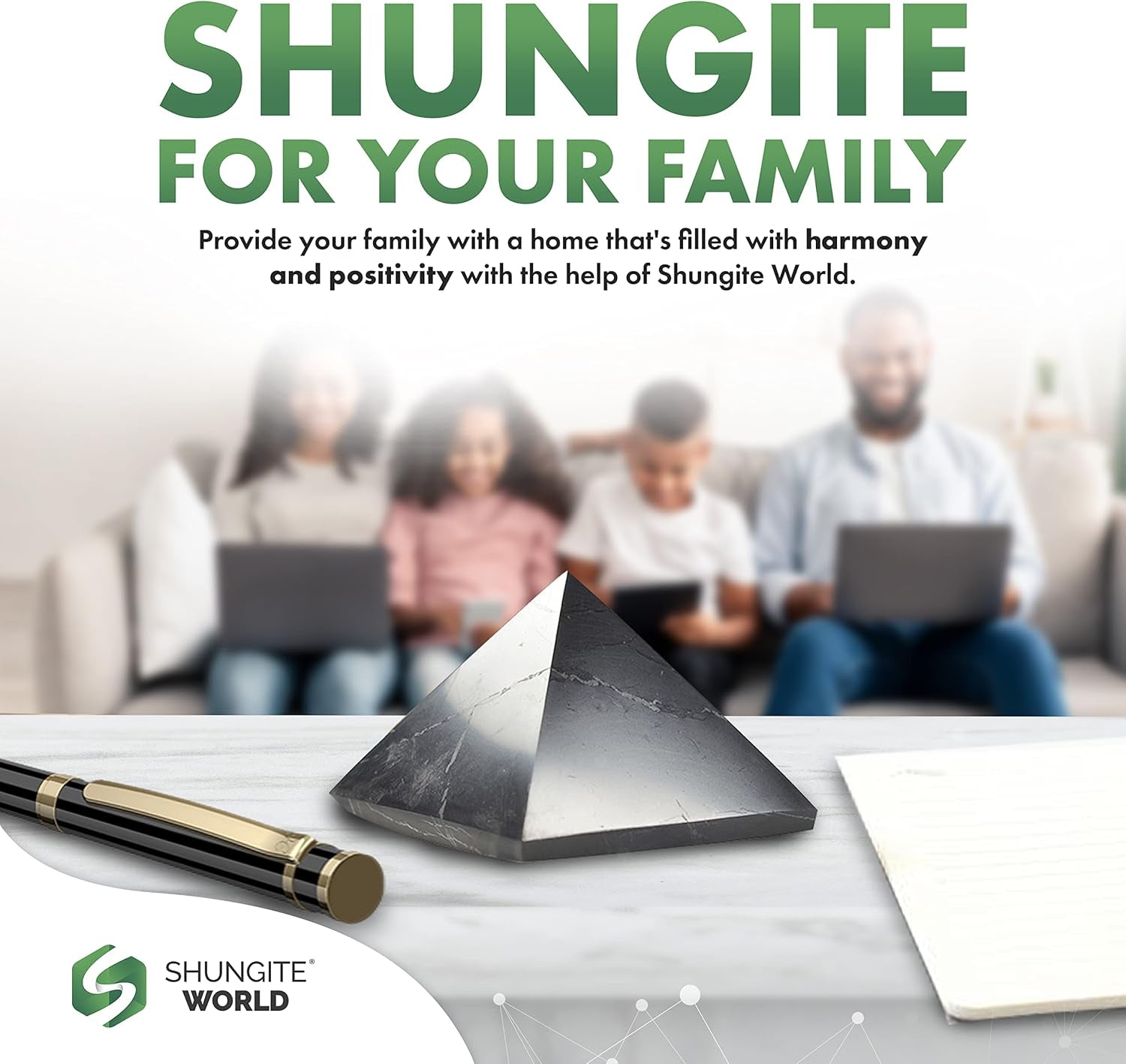 Shungite Pyramid from Real Shungite Stones Shungite Crystal Pyramid Home Protection Room Decor Office Desk Decor Authentic Crystals Black Pyramid (Polished, 1.96" / 50 Mm)